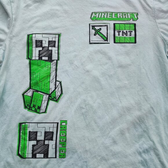Mojang Minecraft short sleeve T-shirt greenish white boys size XL (14-16) - Picture 2 of 8
